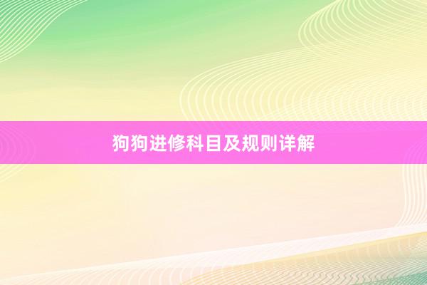 狗狗进修科目及规则详解
